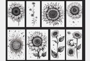 Sunflower sleeve with dandelion tattoo idea