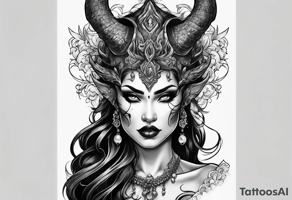 Sexy demon devil woman tattoo idea