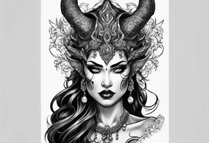 Sexy demon devil woman tattoo idea