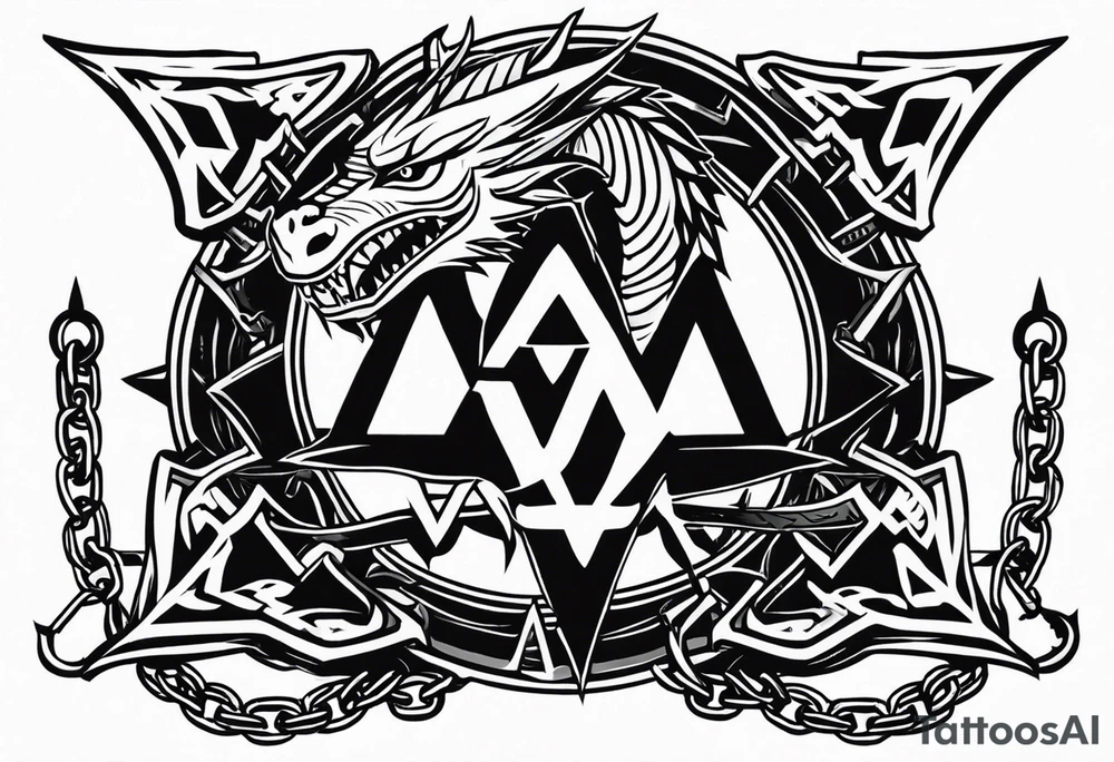 Valhalla sword shield dragon axe Valknut barbed wire chains tattoo idea Valhalla sword shield dragon axe Valknut barbed wire chains tattoo idea