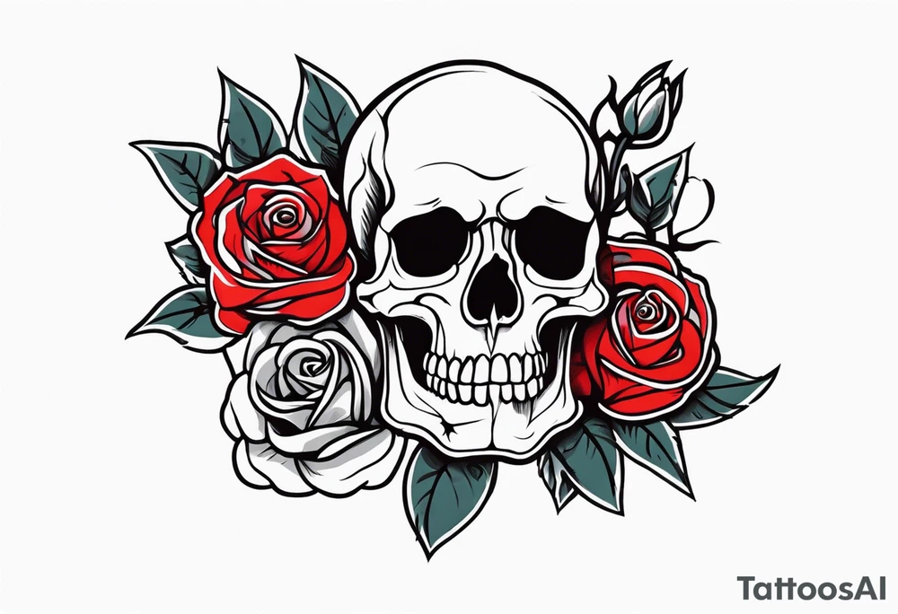 skull and roses tattoo idea
