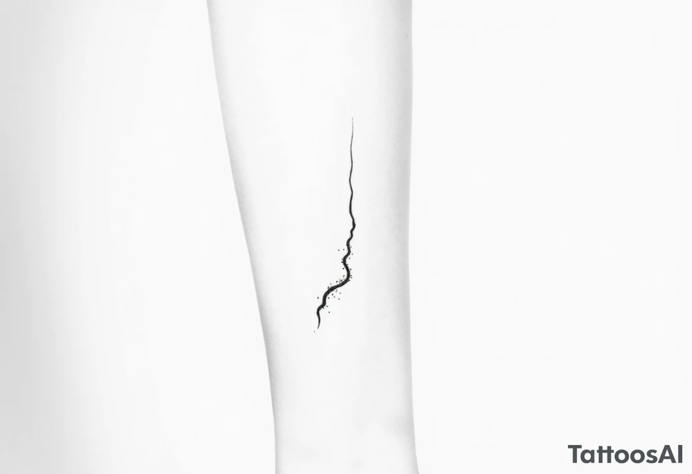 Minimalist black-ink forearm tattoo honoring a father and the continuation of his legacy. Central design: a single, rising abstract line or path starting faint and fragmented at the bottom (symbolizing the father’s unfinished work) and growing solid and strong as it rises (representing the son carrying the legacy forward). Along the path, include fine particle-like lines or dots flowing upward, symbolizing the father’s presence and guidance cheering the son on. Subtly integrate an abstract outline of the father’s figure or hand at the top, ethereal and minimal, watching proudly over the path. Include the Roman numerals or small elegant text: “VI·IV·MMXXIII” to mark April 6, 2023, and optionally the phrase “Building what he couldn’t” integrated along the line. Style: clean, minimalistic, fine-line black ink only, simple but meaningful, vertical forearm layout, emphasizing legacy, guidance, and emotional depth. tattoo idea