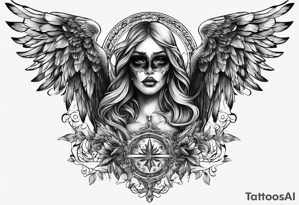 half angel half death tattoo idea