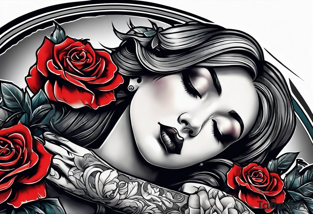 Arm emerging from grave, MIW Reincarnate written on gravestone tattoo idea