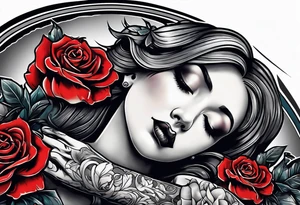 Arm emerging from grave, MIW Reincarnate written on gravestone tattoo idea
