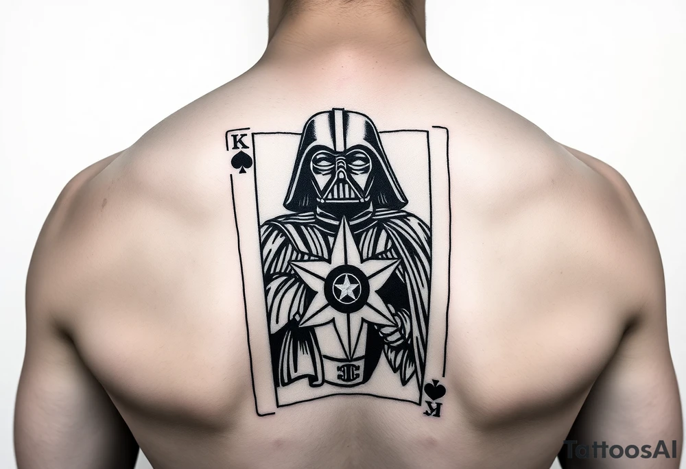 king of hearts card with army star Darth Vader tattoo idea