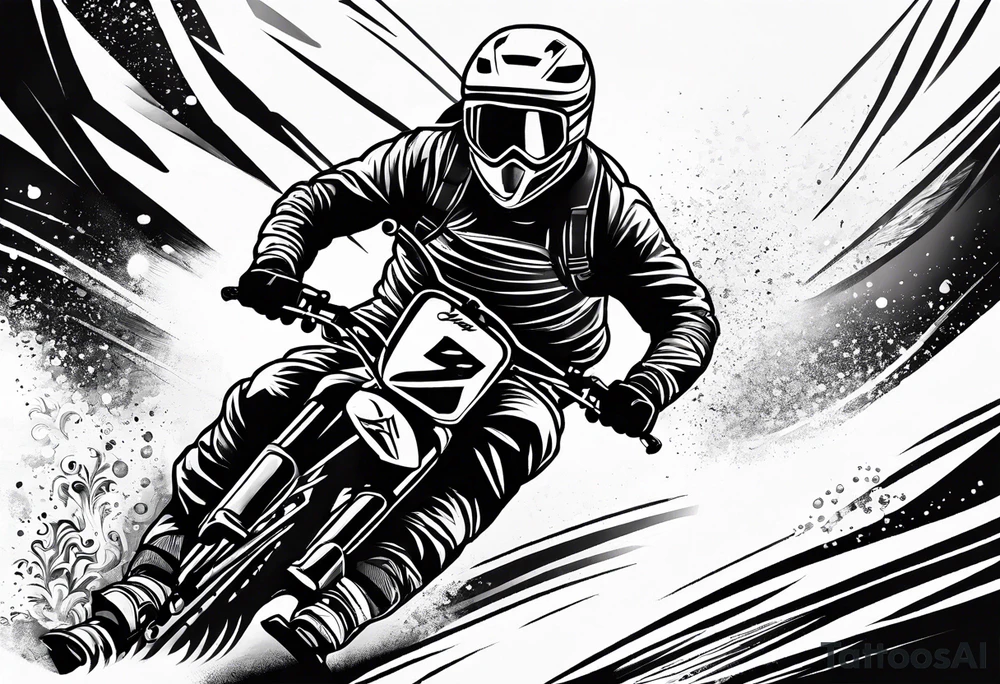 Skier in motion, fine line, more abstract tattoo idea