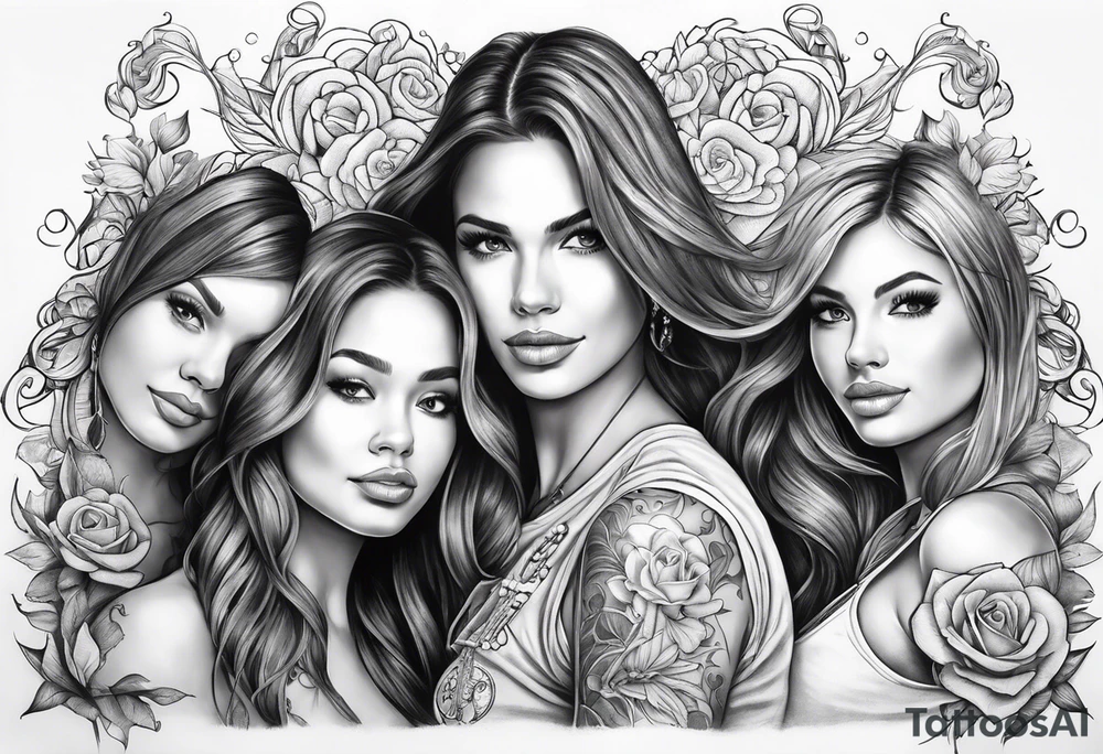 Top half sleeve, dad and 2 daughters with the chorus of dancing queen tattoo idea