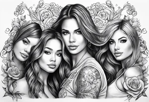 Top half sleeve, dad and 2 daughters with the chorus of dancing queen tattoo idea