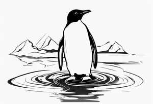 penguin standing on ice in the water, more minimalist tattoo idea