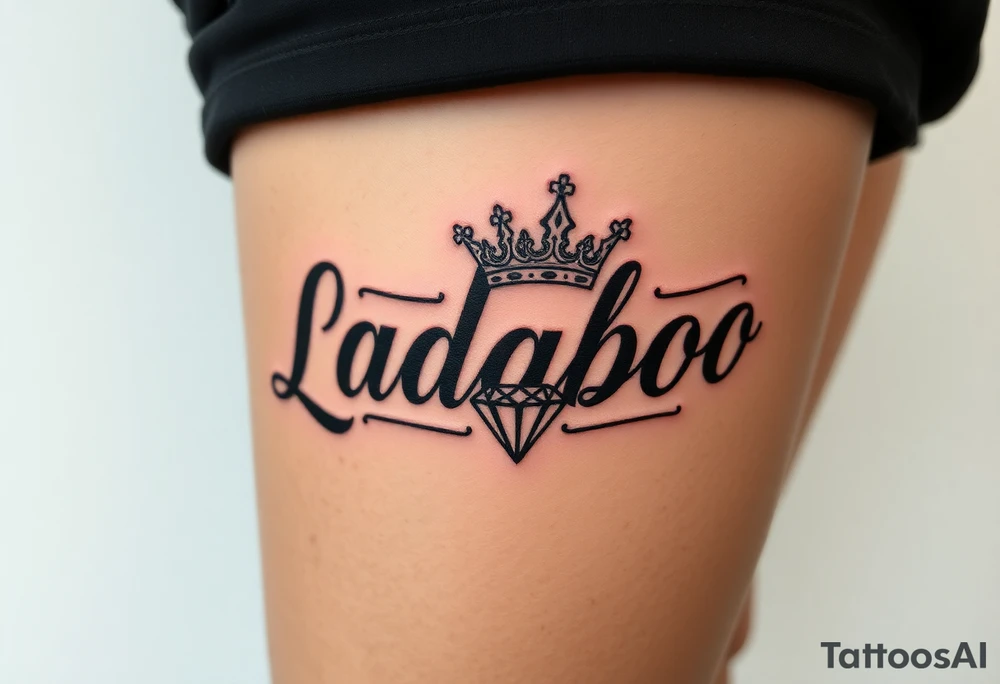 the name ladaboo with a crown and a diamond tattoo idea
