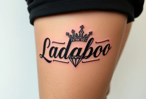 the name ladaboo with a crown and a diamond tattoo idea