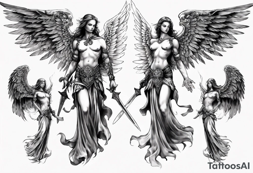Warrior Angel picture tattoo idea