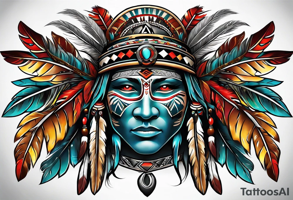 Combine Native American tribal art with Irish and German elements for a shoulder cap tattoo idea