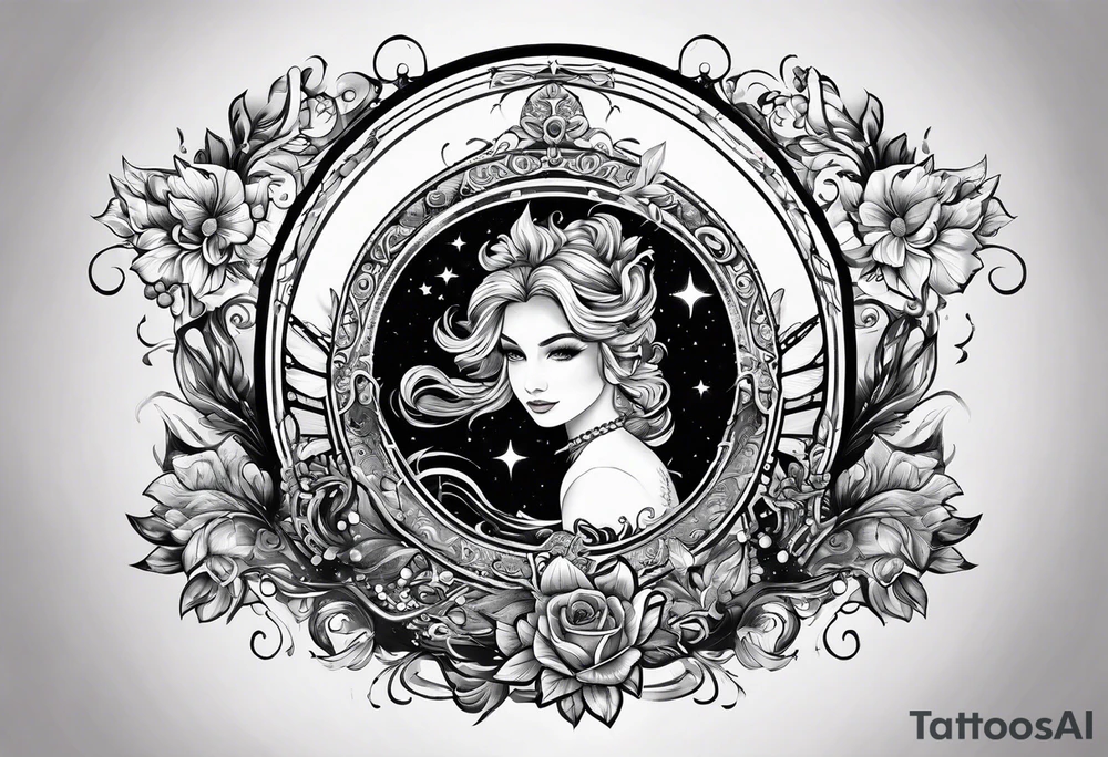 I want the name Drew with a space background on my collar bone area tattoo idea
