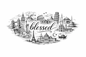 Fine line surrel around “blessed” central inner forearm
England, USA, Iceland (3stars), Italy(2stars), Spain, Turkey(2stars), France & Hungary tattoo idea