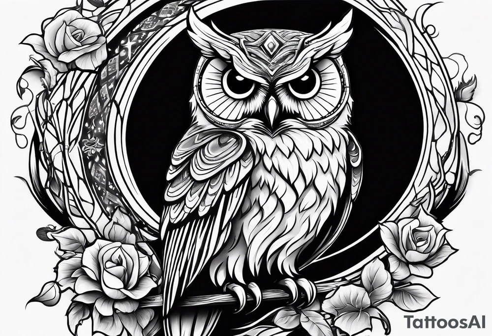 owl dressed up as a ghost tattoo idea