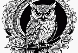 owl dressed up as a ghost tattoo idea