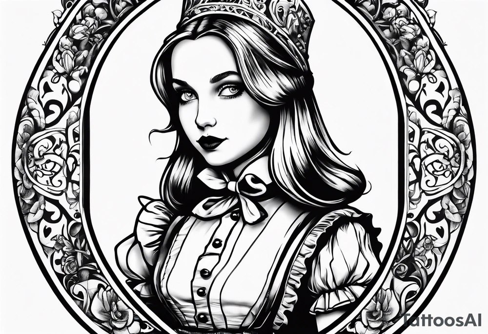 Alice in wonderland, Alice solo facing the viewer tattoo idea