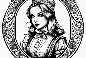 Alice in wonderland, Alice solo facing the viewer tattoo idea