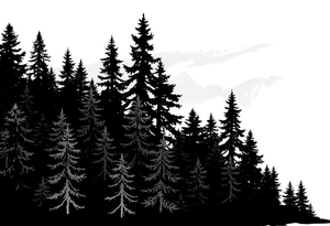Coniferouse forest silhouette with black and gray trees tattoo idea