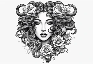 Medusa head with snakes and flowers in hair. tattoo idea