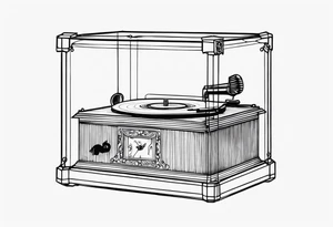 old music box with a floating ballerina tattoo idea