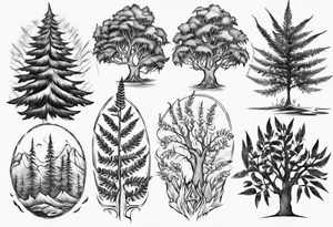 Swordfern and Sitka tree tattoo idea