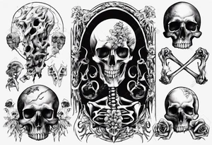 wicth with bones arround tattoo idea