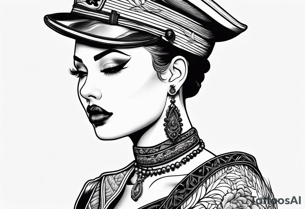 Woman face, traditional tattoo style tattoo idea