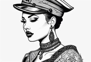 Woman face, traditional tattoo style tattoo idea