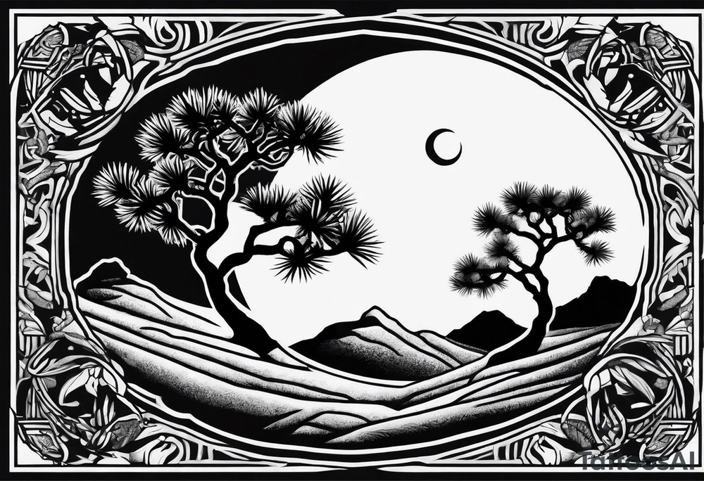 yin and yang joshua tree tattoo idea