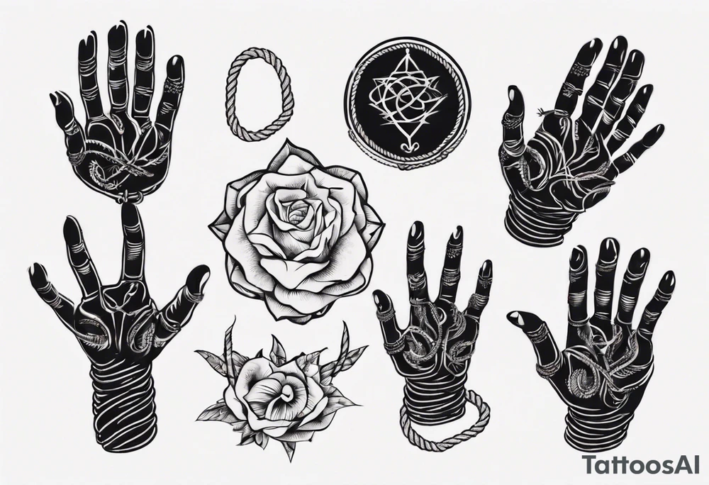 a hand with rope tattoo idea