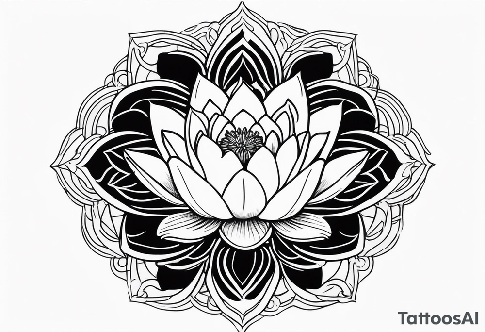 Water lilly on top of hour glass with black background tattoo idea
