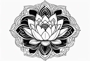 Water lilly on top of hour glass with black background tattoo idea