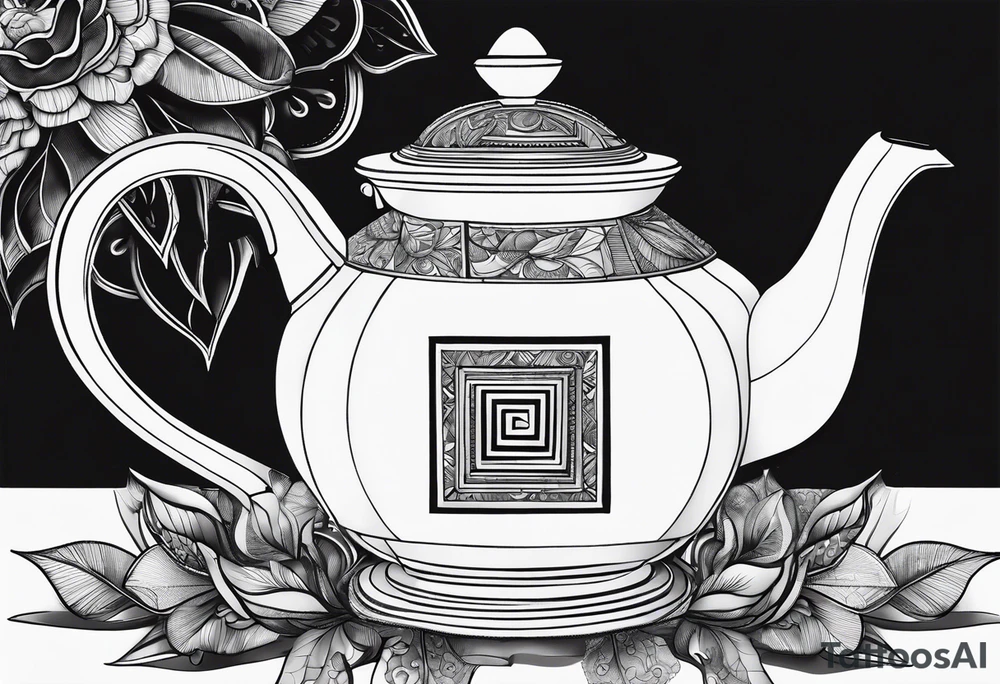 Teapot with 3-d cube tattoo idea
