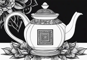 Teapot with 3-d cube tattoo idea