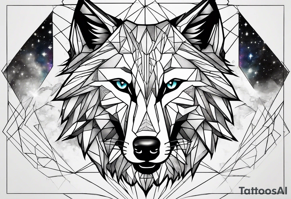 Constellation, two animal wolf, géométric tattoo idea