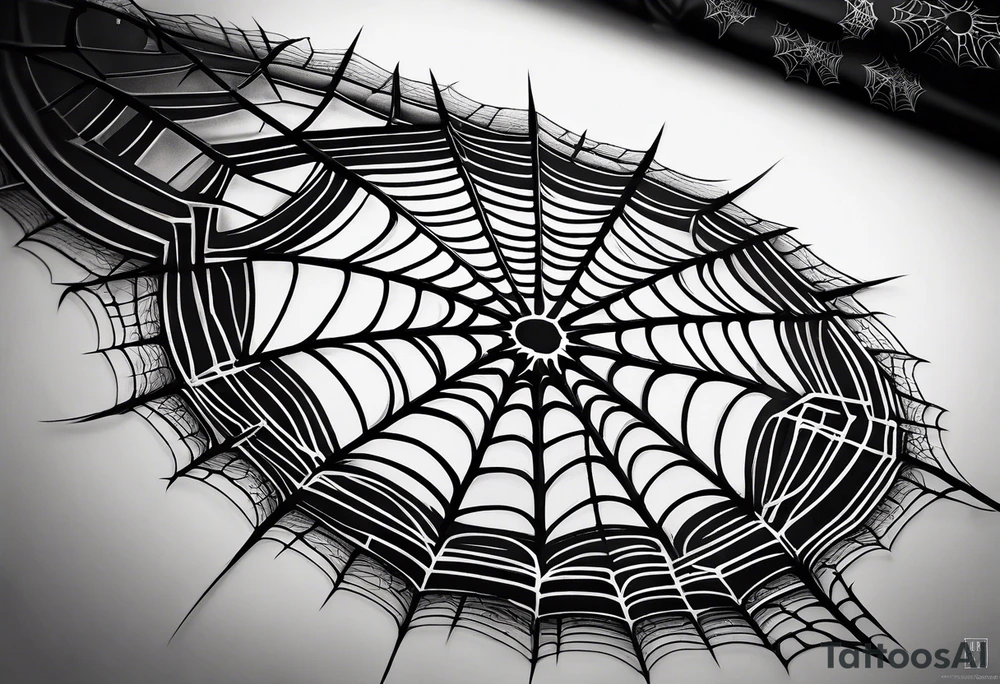 A spider web tattoo for the elbow.
Shorter horizontally, longer vertically. tattoo idea
