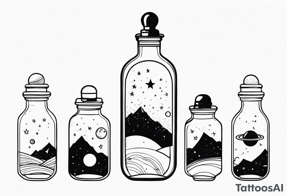 universe in a bottle tattoo idea