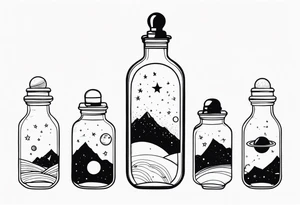 universe in a bottle tattoo idea