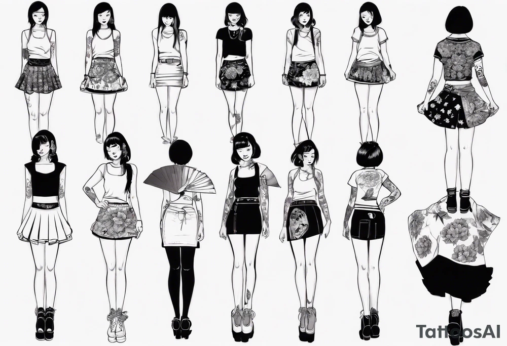 Girl wearing a mini skirt tattoo idea