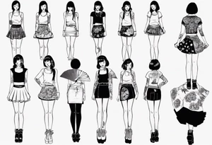 Girl wearing a mini skirt tattoo idea