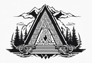 Valhalla  sword shield axe Valknut fog stairs tattoo idea
