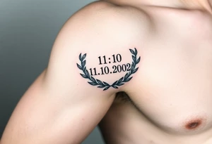 (roman numerals 10.10.2002) inside of laurel crown in an ancient roman styles tattoo idea