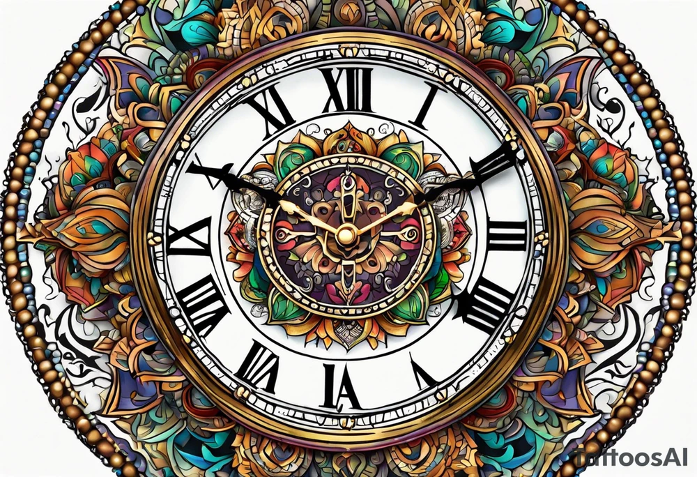 Dead Rabbit hole whimsical clock mandala tattoo idea