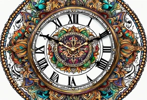 Dead Rabbit hole whimsical clock mandala tattoo idea