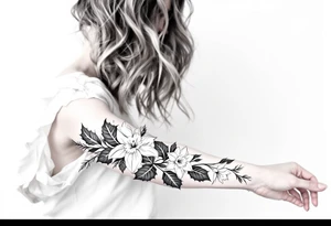 sleeve of holly and daffodils tattoo idea