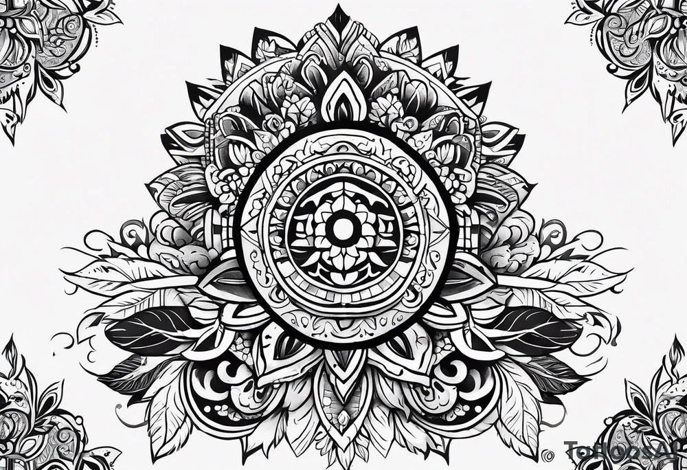 Mexican inspired Tattoo that incorporates love for family and importance of building wealth. Include elements of the pacific northwest tattoo idea