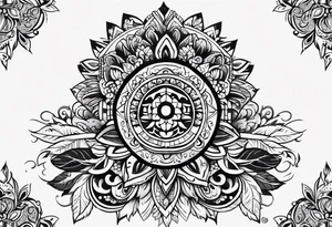Mexican inspired Tattoo that incorporates love for family and importance of building wealth. Include elements of the pacific northwest tattoo idea